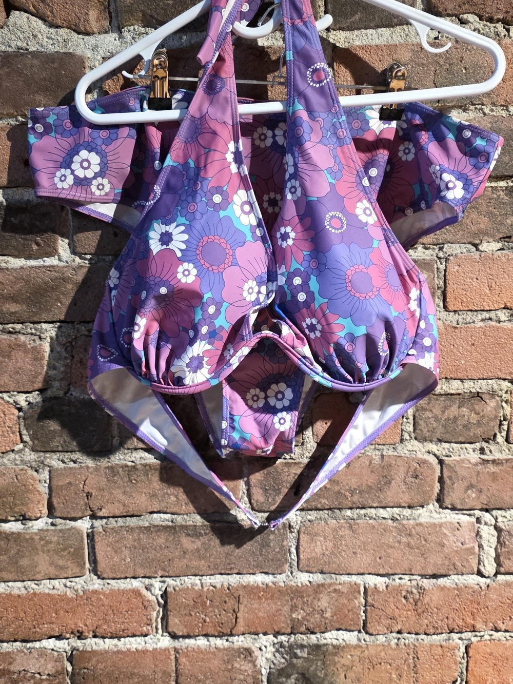 Floral Two-Piece Swimsuit - Purple & Pink